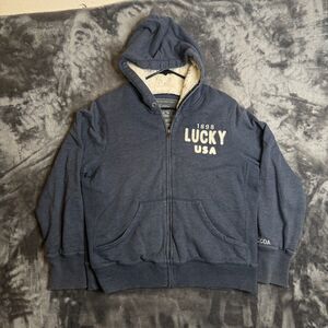 Cocoa Sherpa Lined Gray Full Zip Hoodie Long Sleeve Size X-Large